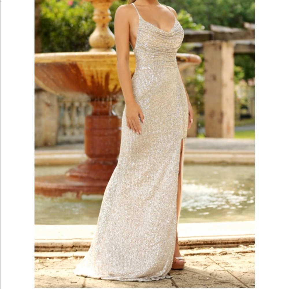 Cinderella Divine Prom Dress Champagne Sparkle Small